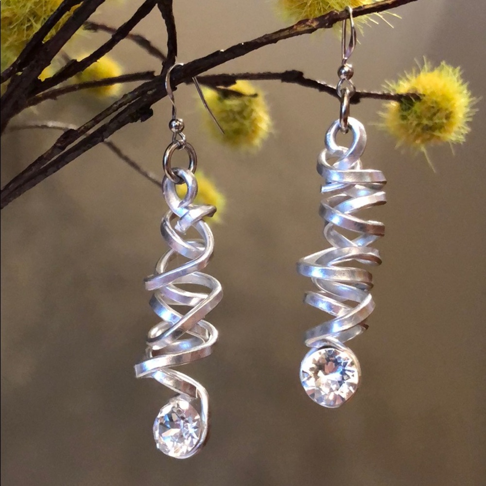 Silver Metal Spiral Earrings